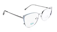 Soigné Female Large Metal Cat Eye Spectacle Frame.Gray&Silver