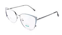 Soigné Female Large Metal Cat Eye Spectacle Frame.Gray&Silver
