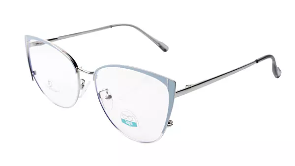 Soigné Female Large Metal Cat Eye Spectacle Frame.Gray&Silver