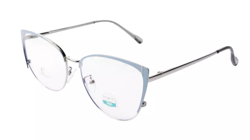 Soigné Female Large Metal Cat Eye Spectacle Frame.Gray&Silver