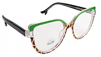 Soigné Female Oversized Cat Eye Spectacle Frame.Green&Tortoise Print