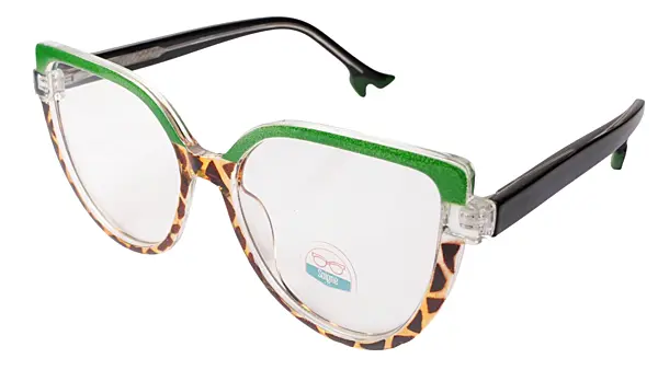 Soigné Female Oversized Cat Eye Spectacle Frame.Green&Tortoise Print
