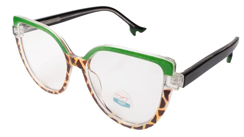 Soigné Female Oversized Cat Eye Spectacle Frame.Green&Tortoise Print