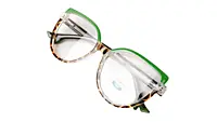 Soigné Female Oversized Cat Eye Spectacle Frame.Green&Tortoise Print