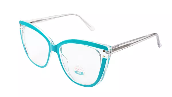 Soigné Female Oversized Cat Eye Spectacle Frame.Transparent & Green