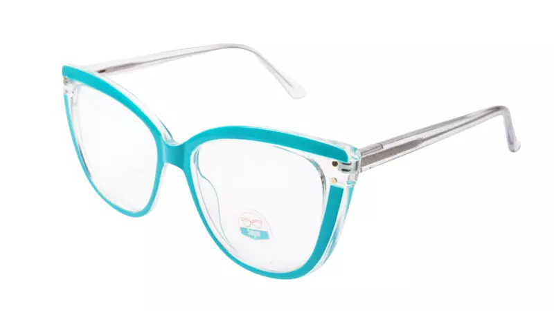 Soigné Female Oversized Cat Eye Spectacle Frame.Transparent & Green
