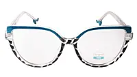 Soigné Female Oversized Cat Eye Spectacle Frame.Blue&Tortoise Print