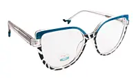 Soigné Female Oversized Cat Eye Spectacle Frame.Blue&Tortoise Print