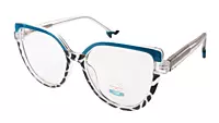 Soigné Female Oversized Cat Eye Spectacle Frame.Blue&Tortoise Print