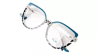 Soigné Female Oversized Cat Eye Spectacle Frame.Blue&Tortoise Print