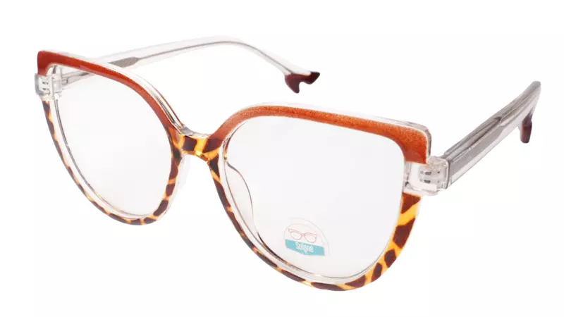 Soigné Female Oversized Cat Eye Spectacle Frame.Leopard Print&Brown
