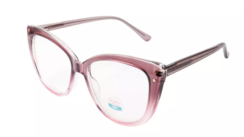Soigné Female Oversized Cat Eye Spectacle Frame.Transparent & Clear Pink
