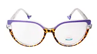 Soigné Female Oversized Cat Eye Spectacle Frame.Leopard Print&Purple