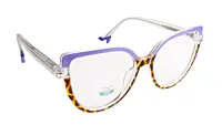 Soigné Female Oversized Cat Eye Spectacle Frame.Leopard Print&Purple
