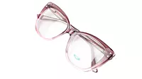 Soigné Female Oversized Cat Eye Spectacle Frame.Transparent & Clear Pink