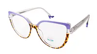 Soigné Female Oversized Cat Eye Spectacle Frame.Leopard Print&Purple