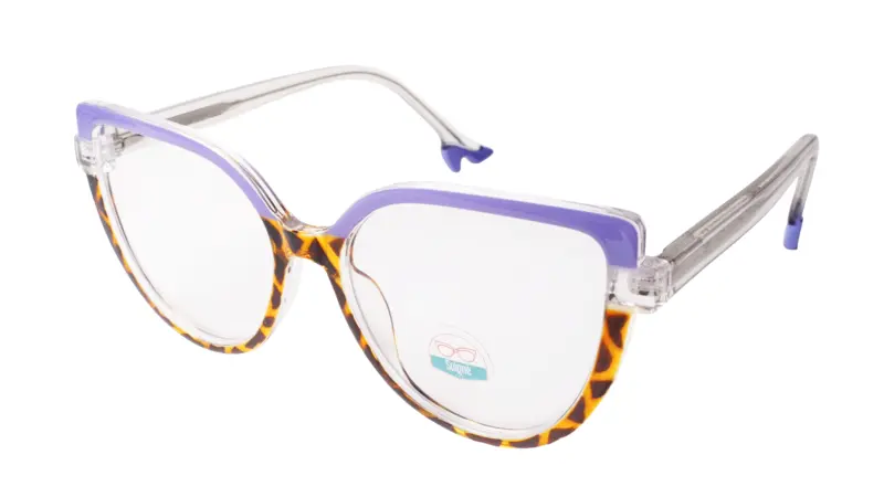Soigné Female Oversized Cat Eye Spectacle Frame.Leopard Print&Purple