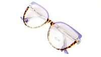 Soigné Female Oversized Cat Eye Spectacle Frame.Leopard Print&Purple