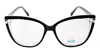 Soigné Female Oversized Cat Eye Spectacle Frame.Transparent & Black