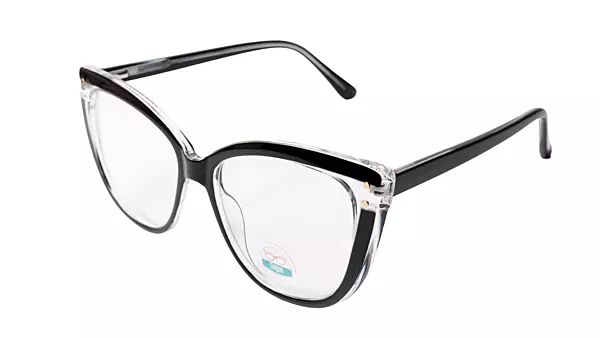 Soigné Female Oversized Cat Eye Spectacle Frame.Transparent & Black