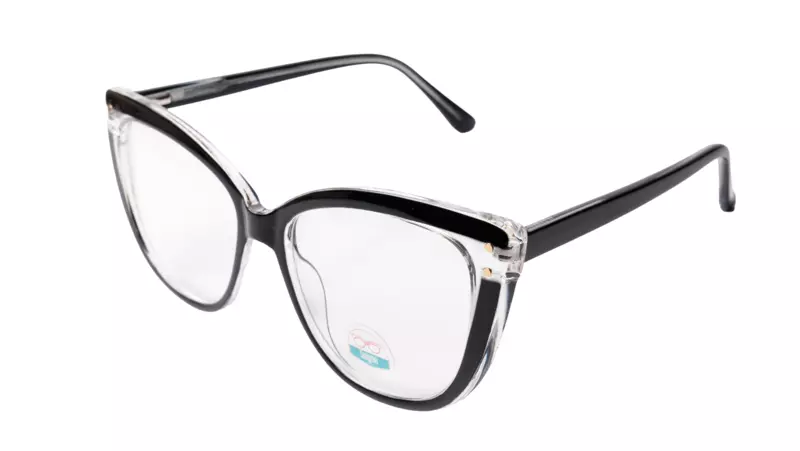 Soigné Female Oversized Cat Eye Spectacle Frame.Transparent & Black