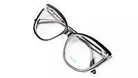 Soigné Female Oversized Cat Eye Spectacle Frame.Transparent & Black