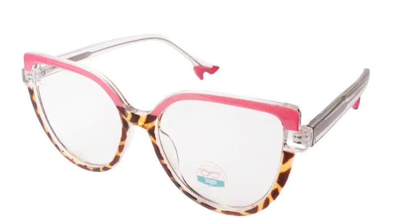 Soigné Female Oversized Cat Eye Spectacle Frame.Leopard Print&Pink