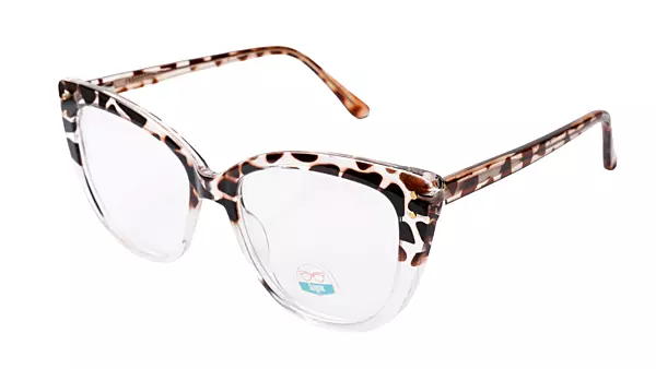 Soigné Female Oversized Cat Eye Spectacle Frame.Transparent & Brown