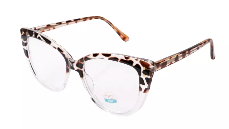 Soigné Female Oversized Cat Eye Spectacle Frame.Transparent & Brown