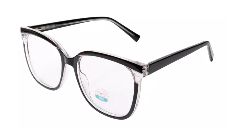 Soigné Unisex Oversized Square Spectacle Frame.Black&Transparent Color Frame