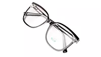 Soigné Unisex Oversized Square Spectacle Frame.Black&Transparent Color Frame