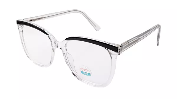 Soigné Unisex Oversized Square Spectacle Frame.Transparent&Black Frame Color