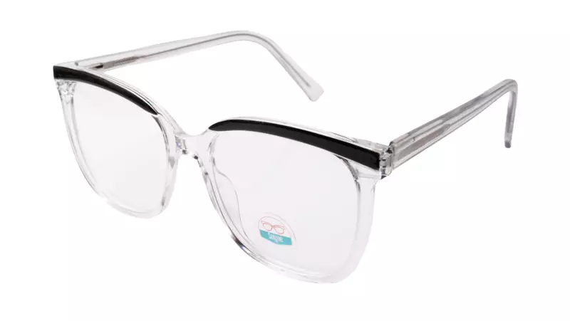 Soigné Unisex Oversized Square Spectacle Frame.Transparent&Black Frame Color
