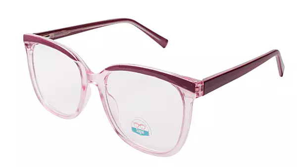 Soigné Female Oversized Square Spectacle Frame.Clear Pink