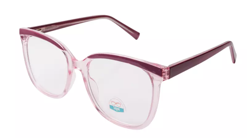 Soigné Female Oversized Square Spectacle Frame.Clear Pink