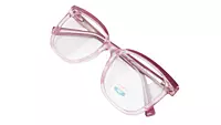 Soigné Female Oversized Square Spectacle Frame.Clear Pink