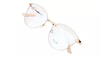 Soigné Unisex Medium Round Spectacle Frame.Golden&Cream