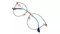 Soigné Unisex Medium Round Spectacle Frame.Black&Golden Color