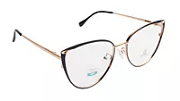Soigné Female Large Metal Cat Eye Spectacle Frame.Golden&Black