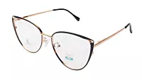Soigné Female Large Metal Cat Eye Spectacle Frame.Golden&Black