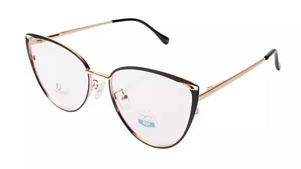 Soigné Female Large Metal Cat Eye Spectacle Frame.Golden&Black