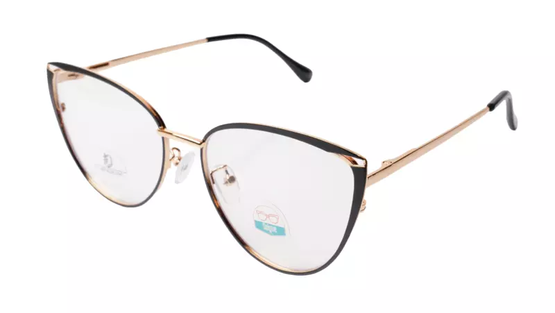 Soigné Female Large Metal Cat Eye Spectacle Frame.Golden&Black