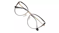 Soigné Female Large Metal Cat Eye Spectacle Frame.Golden&Black