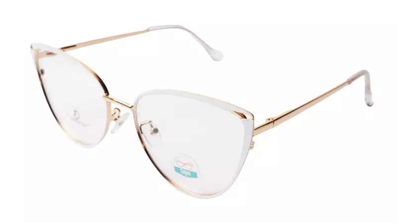 Soigné Female Large Metal Cat Eye Spectacle Frame.Brown,Red&Gold