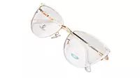 Soigné Female Large Metal Cat Eye Spectacle Frame.Brown,Red&Gold
