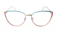 Soigné Female Large Metal Cat Eye Spectacle Frame.Gold,Pink&Blue