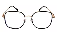 Soigné Unisex Oversized Square Spectacle Frame.Black&Gold Frame