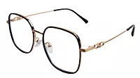 Soigné Unisex Oversized Square Spectacle Frame.Black&Gold Frame