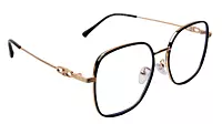 Soigné Unisex Oversized Square Spectacle Frame.Black&Gold Frame