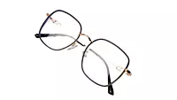 Soigné Unisex Oversized Square Spectacle Frame.Black&Gold Frame